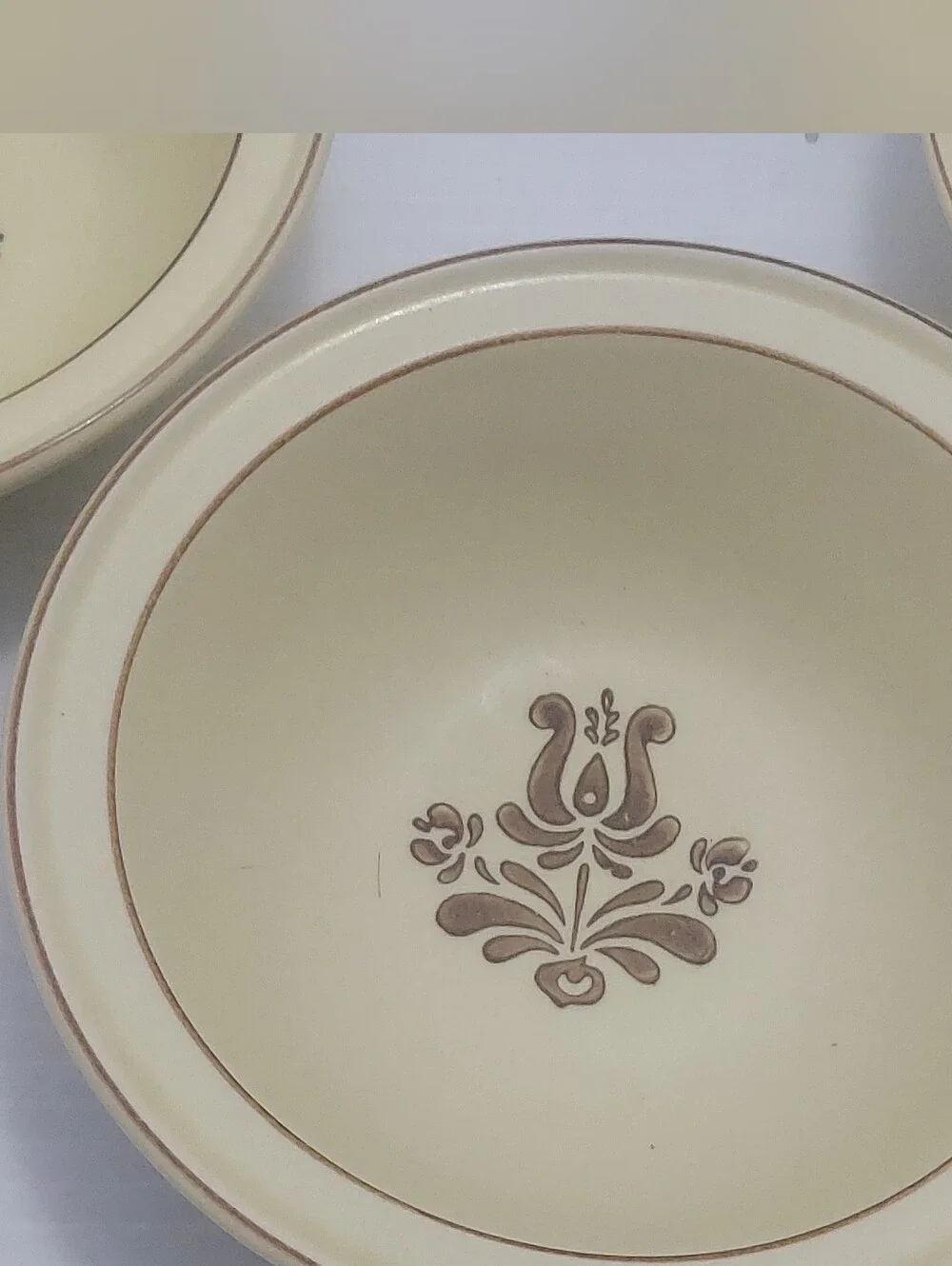SET OF 4 VINTAGE PFALTZGRAFF VILLAGE BROWN AND CREAM COLORED CEREAL BOWLS 6